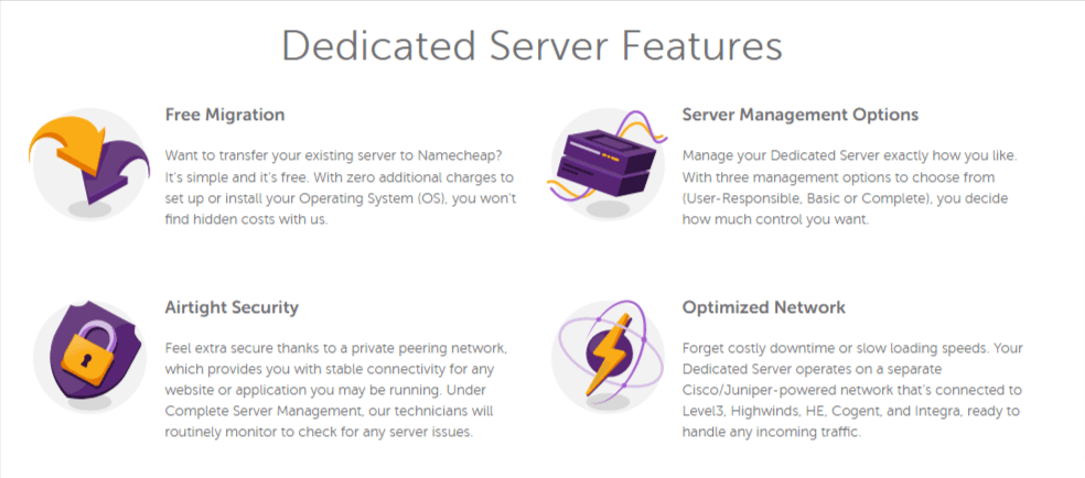 Namecheap Dedicated Server Features Hosting