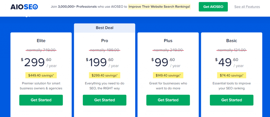 AIOSEO Pricing